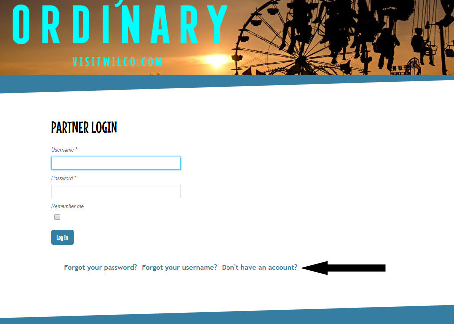 Select Don't Have An Account to Setup New Account - Visit WilCO